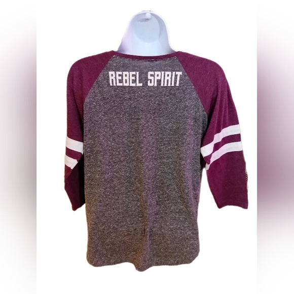 Gray and Red Raglan 3/4 Sleeve Tie Front Jersey - Picture 2 of 7